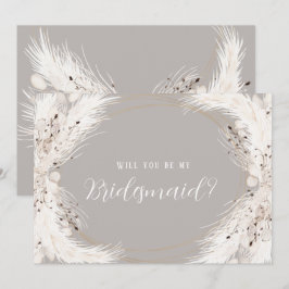 Beige Grey White Floral zal je zijn mijn Bridesmai Kaart