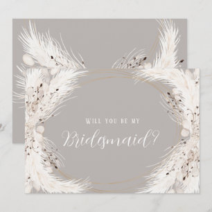 Beige Grey White Floral zal je zijn mijn Bridesmai Kaart