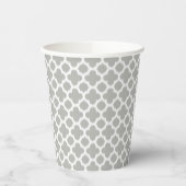 Beige Grey White Retro Ikat Quatrefoil Pattern Pap Papieren Bekers (Links)