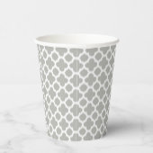 Beige Grey White Retro Ikat Quatrefoil Pattern Pap Papieren Bekers (Rechts)