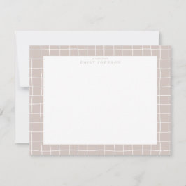Beige Grid Frame Note Card Kaart