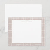 Beige Grid Frame Note Card Kaart (Voorkant / Achterkant)