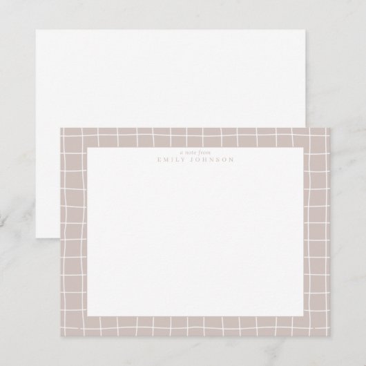 Beige Grid Frame Note Card Kaart (Voorkant / Achterkant)