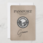 Beige Griekenland Paspoort Huwelijksuitnodiging Kaart (Achterkant)