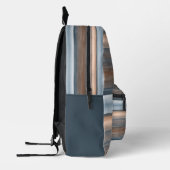 Beige Grijs Blauwgroen Blauw Taupe Bruin Strepen A Bedrukte Rugzak (Links)