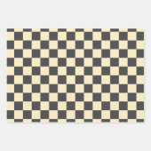 Beige + Grijs Check Checkerboard Patroon Inpakpapier Vel (Voorkant)