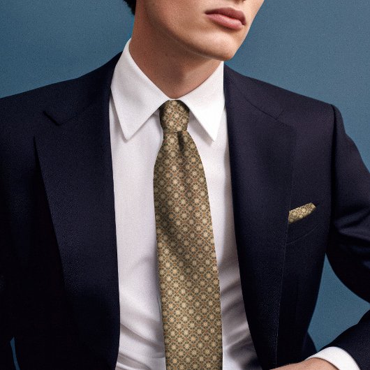 Beige Grijs Geel  Bloemen Mannen Stropdas