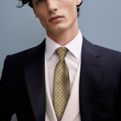 Beige Grijs Geel  Bloemen Mannen Stropdas