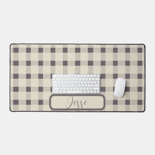 Beige grijs gingham patroon bureaumat (Keyboard & Muis)