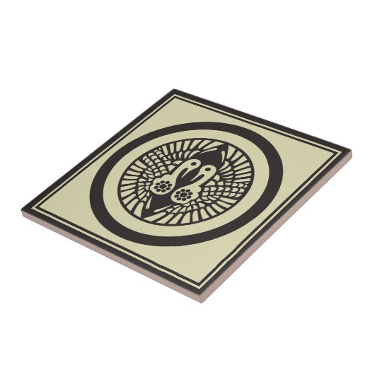  Beige Grijs Ikko Ikki Japan Mon Oriental Tegeltje (Zijkant)