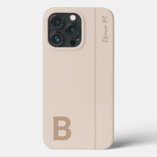 Beige & Grijs Minimalistische Moderne Initiaal Mon Case-Mate iPhone Case (Achterkant)