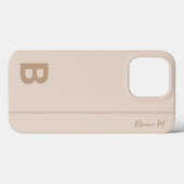 Beige & Grijs Minimalistische Moderne Initiaal Mon Case-Mate iPhone Case (Achterkant (horizontaal))