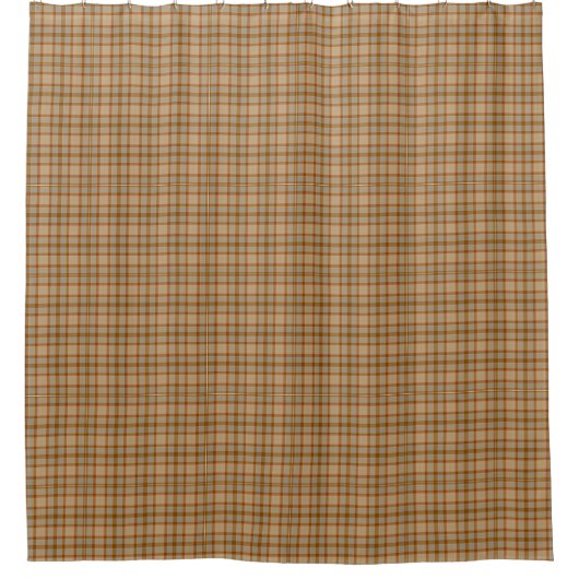 Beige Grijs Rode Tartan Rustieke Douchegordijn (Voorkant)
