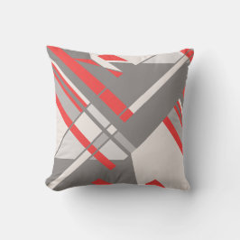 Beige grijs Rood op wit diagonaal abstract ontwerp Kussen