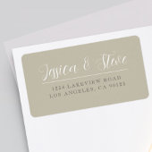 Beige Grijs & Wit Elegant Bruiloft Retouradres Etiket
