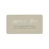 Beige Grijs & Wit Elegant Bruiloft Retouradres Etiket (Voorkant)