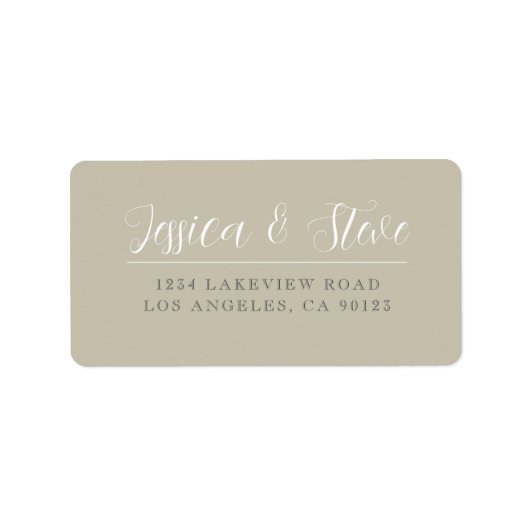 Beige Grijs & Wit Elegant Bruiloft Retouradres Etiket (Voorkant)