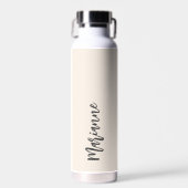 Beige grijze aangepaste naam script waterfles (Voorkant)