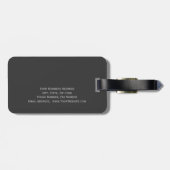 Beige Grijze Monogram Jouw naam toevoegen Bagagelabel (Achterkant horizontaal)