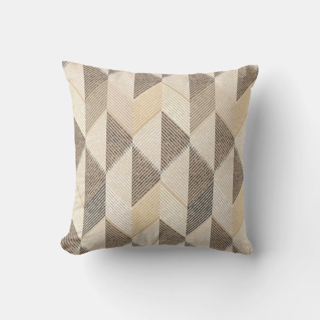 Beige, grijze, rhombic getextureerd patroon. kussen (Voorkant)