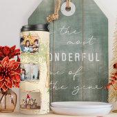 Beige & Groen 5 Fotosjabloon Kerstmis Thermosbeker