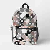 Beige Groen Grijs Zwart Mideeuwse cirkels Patroon Bedrukte Rugzak (Voorkant)