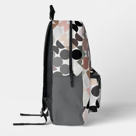 Beige Groen Grijs Zwart Mideeuwse cirkels Patroon Bedrukte Rugzak (Links)