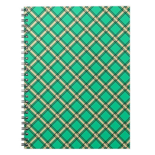 Beige groen , ruitpatroon  notitieboek (Voorkant)