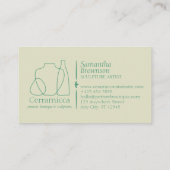 Beige groene aardewerk vaas keramische verzorging  visitekaartje (Achterkant)