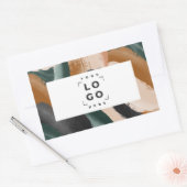 Beige, groene abstract beschilderd minimal modern rechthoekige sticker (Envelop)