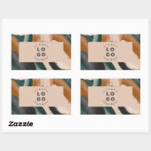 Beige, groene abstract beschilderd minimal modern rechthoekige sticker (Vel)