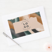 Beige, groene abstract beschilderd minimal modern rechthoekige sticker (Envelop)