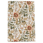 Beige groene botanische bloempatroon medium cadeauzakje (Voorkant)