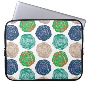 Beige, groene en violette florale naadloze patroon laptop sleeve
