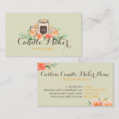 Beige Groene Kaars Soja Wax Zelfgemaakte Ambacht Visitekaartje (Voorkant / Achterkant)