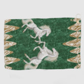 Beige Groene Witte Paard Golf Handdoek (Horizontaal)
