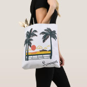 Beige Groene Zomer Strand Canvas tas (Dichtbij)