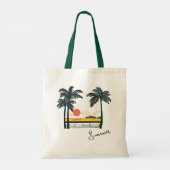 Beige Groene Zomer Strand Canvas tas (Achterkant)