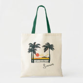 Beige Groene Zomer Strand Canvas tas (Voorkant)