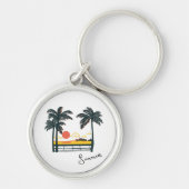 Beige Groene Zomer Strand Sleutelhanger (Voorkant)
