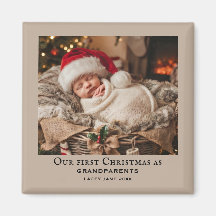 Beige Grootouders Eerste Kerstmis Baby Foto 