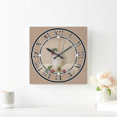 beige grunge retro  cocktailglas cherry p vierkante klok (Huis)