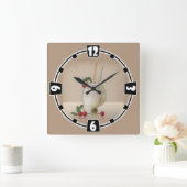 beige grunge retro cocktailglas cherry p vierkante klok (Huis)