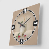 beige grunge retro cocktailglas cherry p vierkante klok (Hoek)