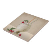 Beige grunge retro cocktailglazen kers p tegeltje (Zijkant)
