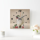 Beige grunge retro cocktailglazen kers p vierkante klok (Huis)