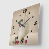 Beige grunge retro cocktailglazen kers p vierkante klok (Hoek)