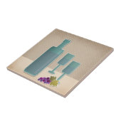 Beige grunge retro  wijnglazen druivenpolsen tegeltje (Zijkant)