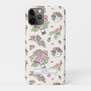 Beige Guinee Varkens met het Peony-bloempatroon Case-Mate iPhone Case