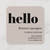 Beige hallo | QR-code Social Media Vierkante Visitekaartje (Voorkant)